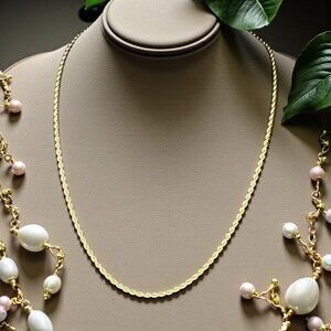 Elegant 20" Gold Rope Chain Necklace – Twisted Design, Lobster Clasp, Unisex Jew